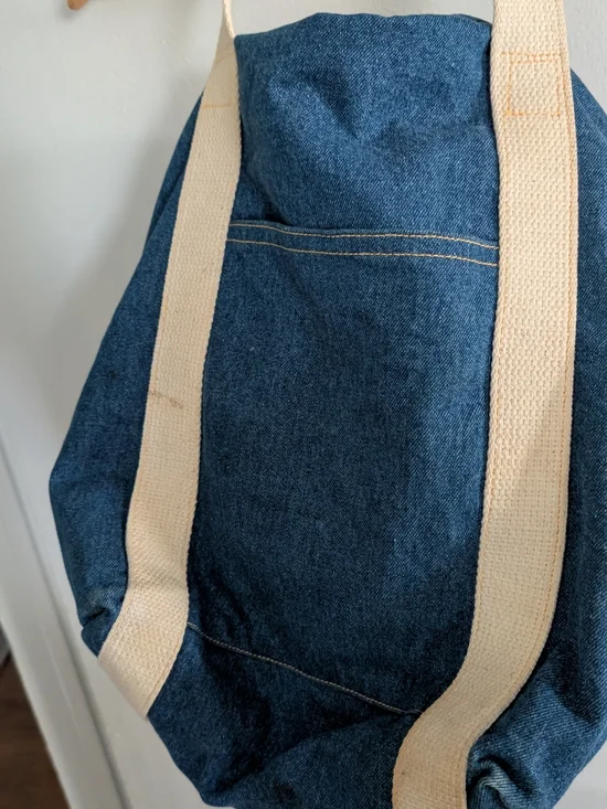 Denim Tote with Cream Straps - Classic Everyday Carry - Picture 6 of 9
